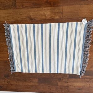 Nordstrom Rack Blue and Cream Striped Handwoven Cotton Rug